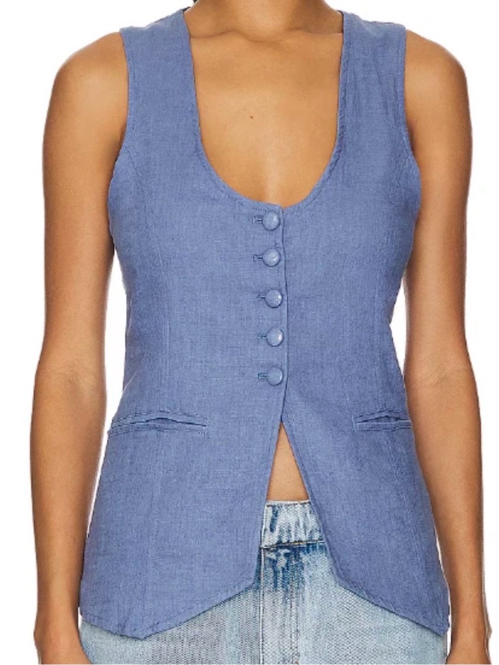 Free People Millie Scoop-Neck Button-Up Vest XS